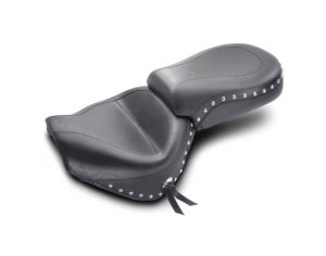 Yamaha Road Star Two-Piece Motorcycle Seat - Mustang Motorcycle - Wide Touring w/Studs - Black - `99-`15